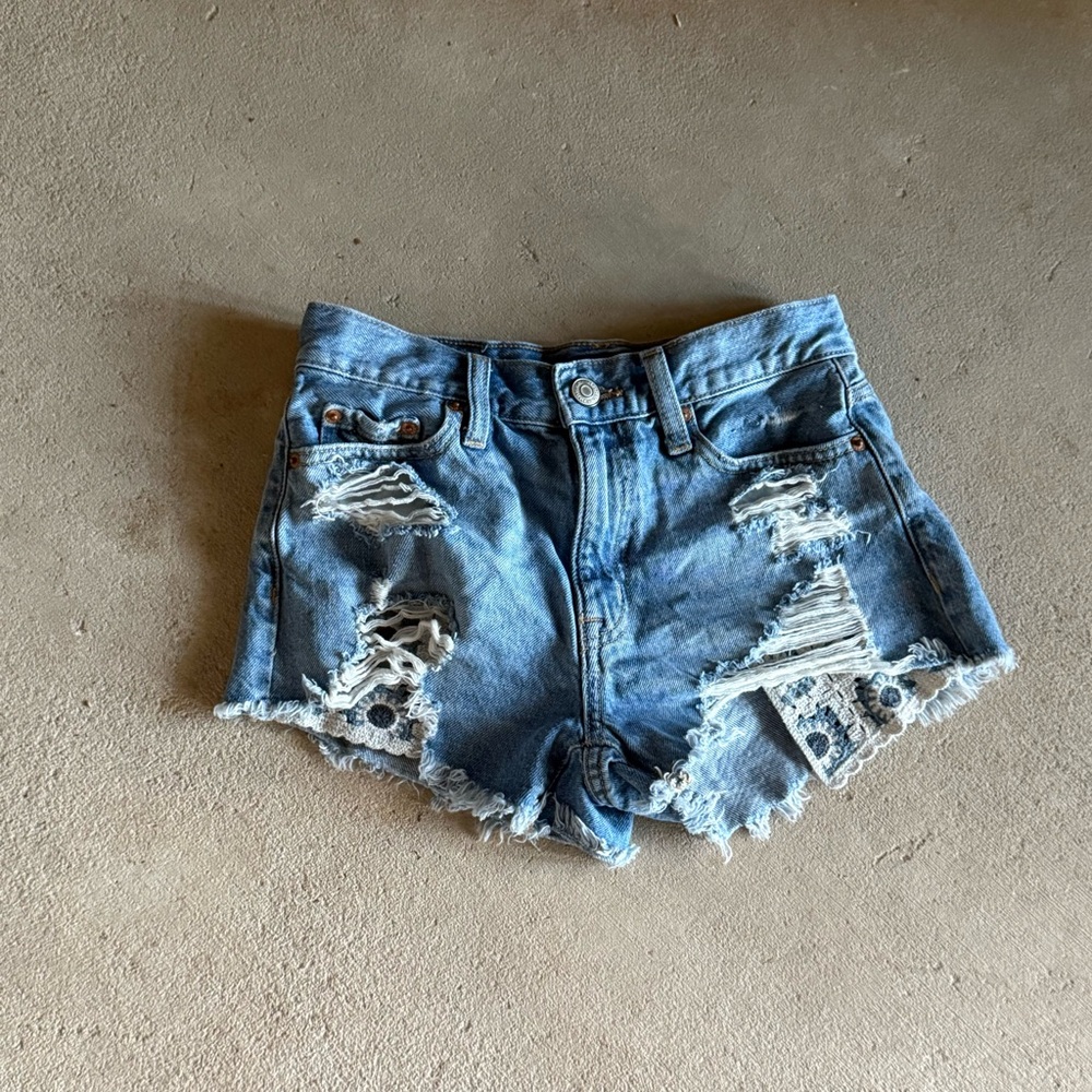 Aeropostale Blue Distressed Jean Shorts